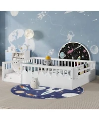 Rainsken Size Montessori Floor Bed With Storage Shelf Light No Slats Included