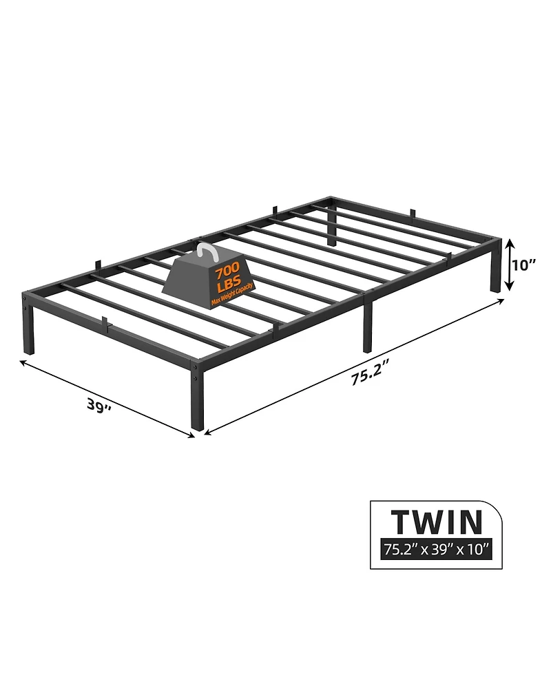 Homfan Metal Platform Bed Frame with Steel Slats, Low Profile Mattress Foundation and Underbed Space