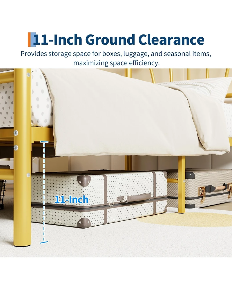 Homfan Heart-Shaped Metal Platform Bed Frame with Headboard and Footboard, Quiet Slat Support