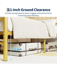 Homfan Heart-Shaped Metal Platform Bed Frame with Headboard and Footboard, Quiet Slat Support