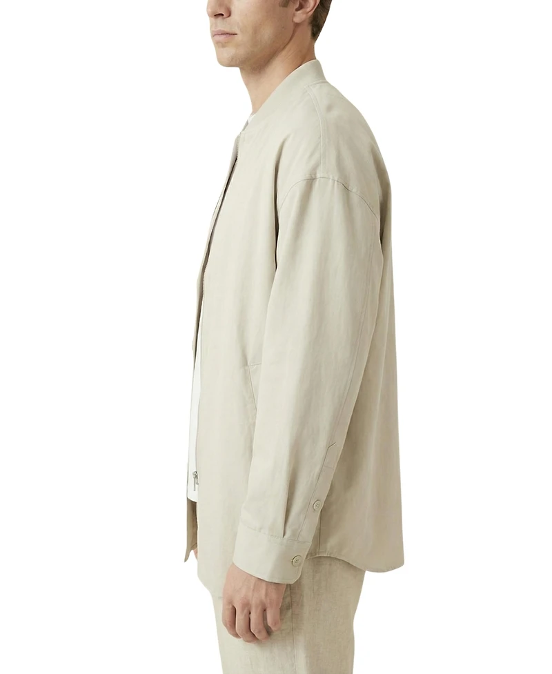 Modenaire Men's Long Sleeve Stand-Collar Zip-Front Jacket