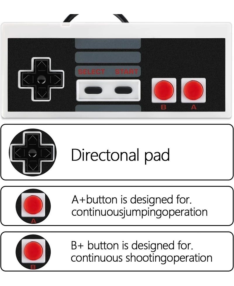 ECHTPeak Classic Nes Controllers for Nes 8 Bit Entertainment System Console Control Pad