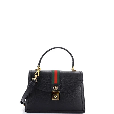 Pre-Owned Gucci Small Ophidia Flap Top Handle Bag Leather