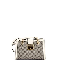 Pre-Owned Gucci Small Padlock Chain Tote Gg Coated Canvas with Leather