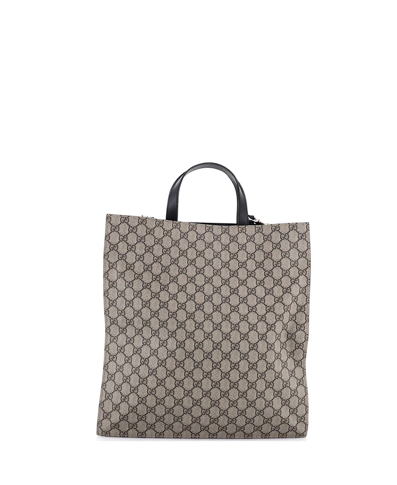 Pre-Owned Gucci Tall Convertible Soft Open Tote Gg Coated Canvas