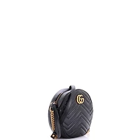 Pre-Owned Gucci Mini Gg Marmont Round Shoulder Bag Matelasse Leather