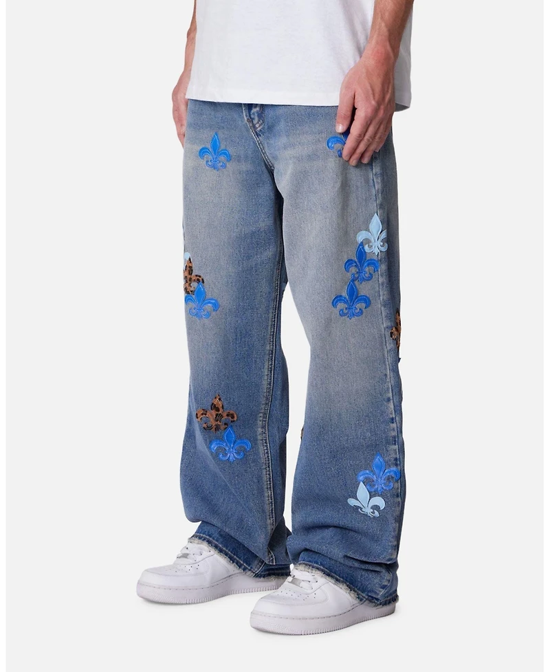 mnml Men's Ultra Baggy Fleur Patch Jeans