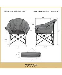 Arrowhead Outdoor 2-Pack Oversized Heavy-Duty Club Folding Padded Moon Camping Chair with Cup Holder and Carrying Bag, Supports 330 lbs