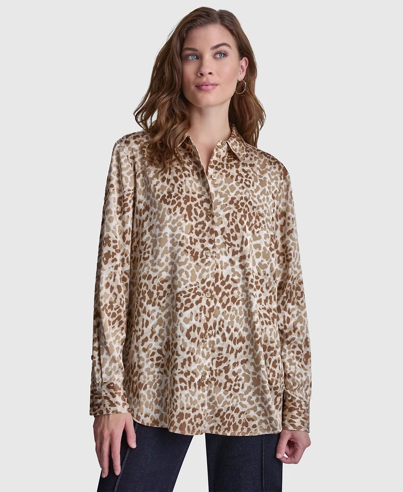 Dkny Jeans Women's Collared Long-Sleeve Blouse