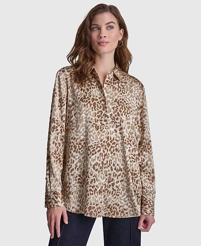 Dkny Jeans Women's Collared Long-Sleeve Blouse