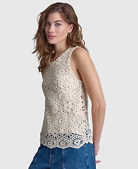 Dkny Jeans Women's Sleeveless Crochet Knit Tank Top