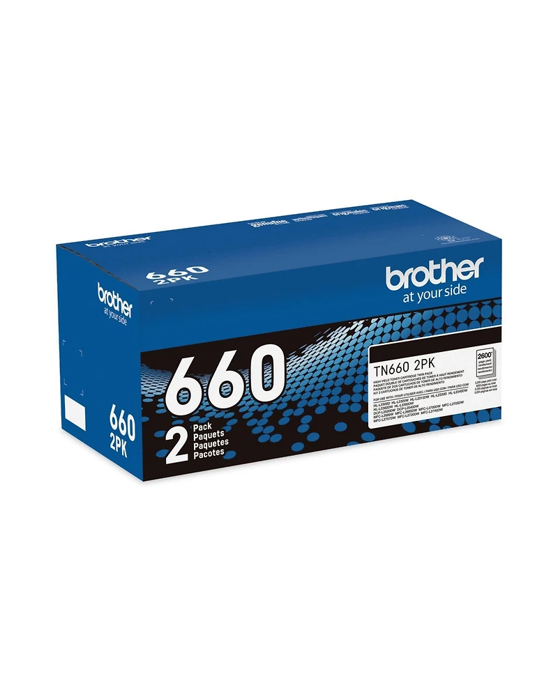Brother TN6602PK 2600 Page Yield High Yield Toner Cartridge, 2 Pack