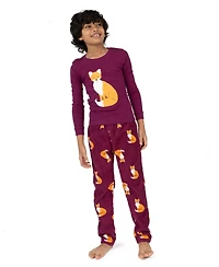 Leveret Toddler Matching Family Two-Piece Pajamas - Cotton Top and Fleece Plaid Pants