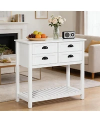 Clihome 31.5" H Storage Cabinet with 4 Drawers, White Mdf Entryway Organizer Coffee Bar