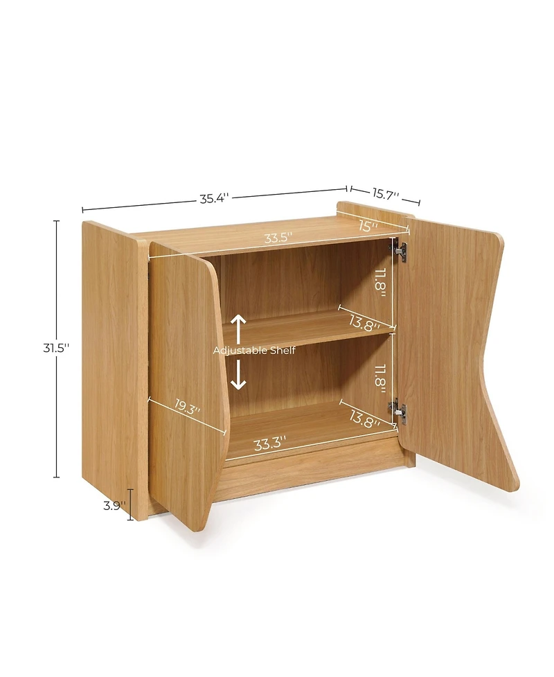 LuxenHome Modern Storage and Sideboard Cabinet, 2 Doors with Soft-Close Hinges, Raised Sides