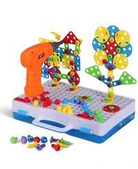 Gnuadz 244 Pieces Educational Building Blocks Electric Diy Construction Kit Ages 4-10