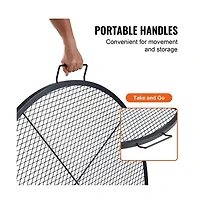 Sugift 36 in Round Fire Pit Grill Grate X-Marks Heavy Duty Steel Camp Bbq Grate