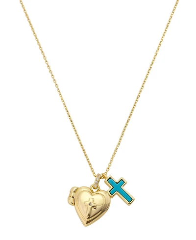 Unwritten Cubic Zirconia Heart and Cross Cluster Charm Pendant Necklace