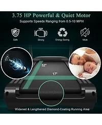 Folding Treadmill Auto Incline 12 Programs App Control Black