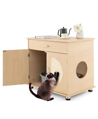 Cozito Cat Litter Box Enclosure Sisal Scratching Doors Storage