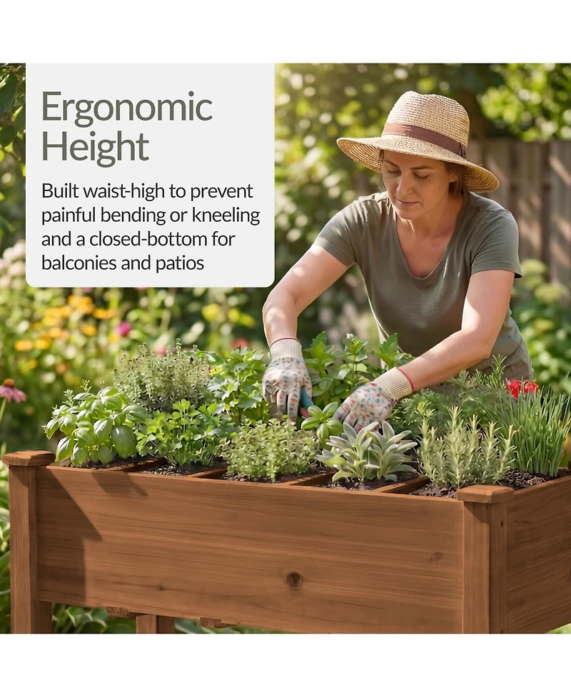 Best Choice Products Raised Garden Bed Planter Box - Elevated Wooden Herb Vegetable Planter, 10 Grid Sections