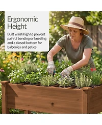 Best Choice Products Raised Garden Bed Planter Box - Elevated Wooden Herb Vegetable Planter, 10 Grid Sections