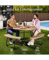 Best Choice Products 8-Person Circular Outdoor Picnic Table w/ 4 Benches, Umbrella Hole, 2000lb Capacity