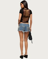 Edikted Women's Izabelle Shredded Back T Shirt