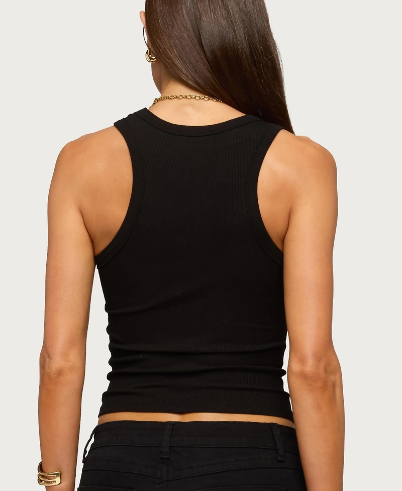 Edikted Women's Klyah Metal Pendant Ribbed Tank Top