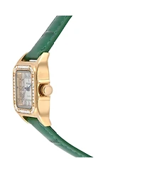 Peugeot Women's Tank Watch with Crystal Bezel Leather Strap