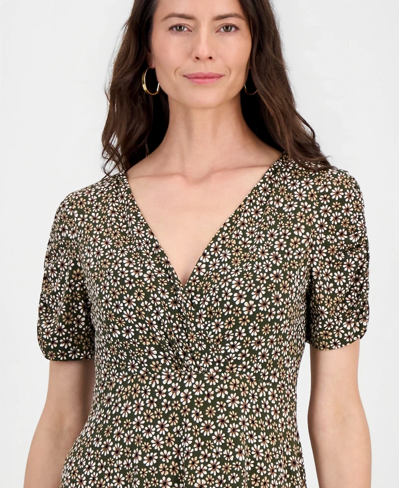 Connected Women's Printed Short-Sleeve A-Line Dress