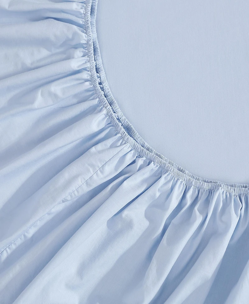 Tommy Hilfiger Essentials 300-Thread Count Solid Cotton Percale Fitted Sheet