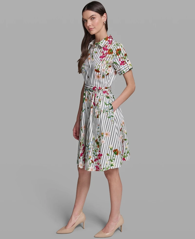Karl Lagerfeld Paris Women's Short-Sleeve Striped Shirt Dress
