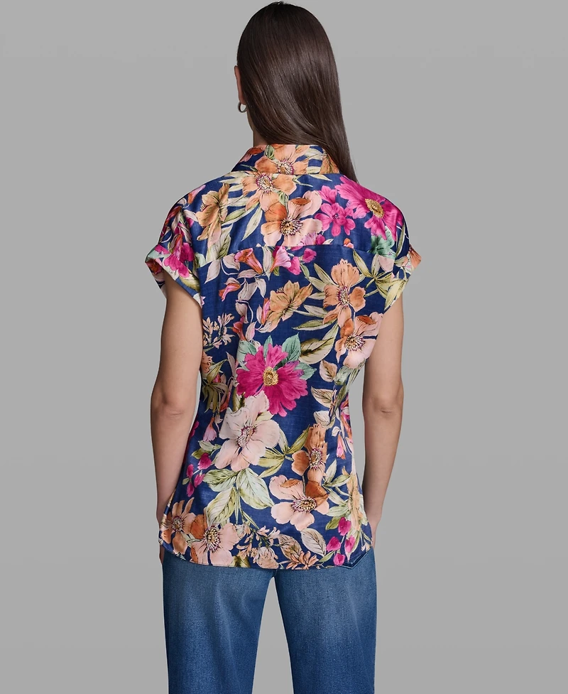 Karl Lagerfeld Paris Women's Short-Sleeve Side-Tie Blouse