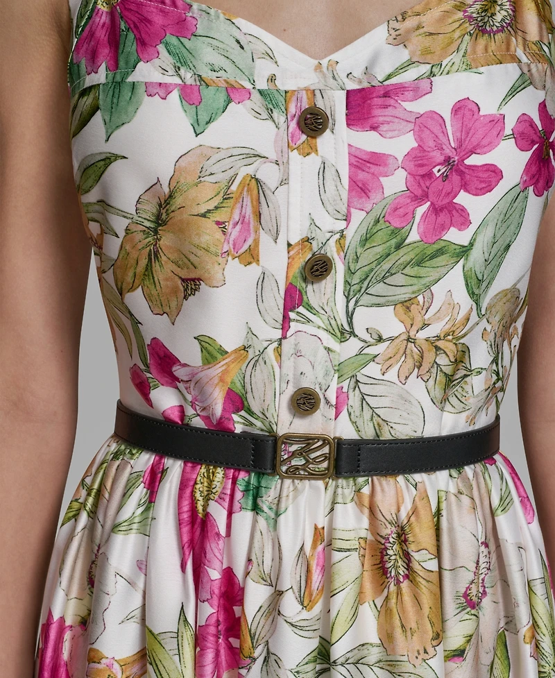 Karl Lagerfeld Paris Women's Sleeveless Belted Dress