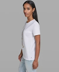 Karl Lagerfeld Paris Women's Eiffel Tower Logo Short-Sleeve T-Shirt