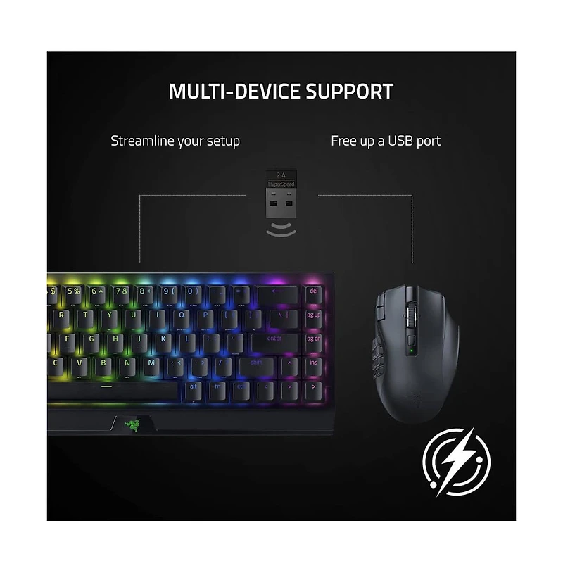 Razer Naga V2 HyperSpeed Wireless Ergonomic Gaming Mouse - Black
