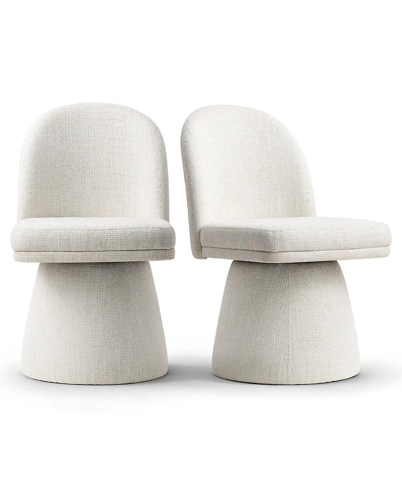 Maison Boucle 360degree(s) Swivel Upholstered Dining Chairs Set of 2, Modern Side