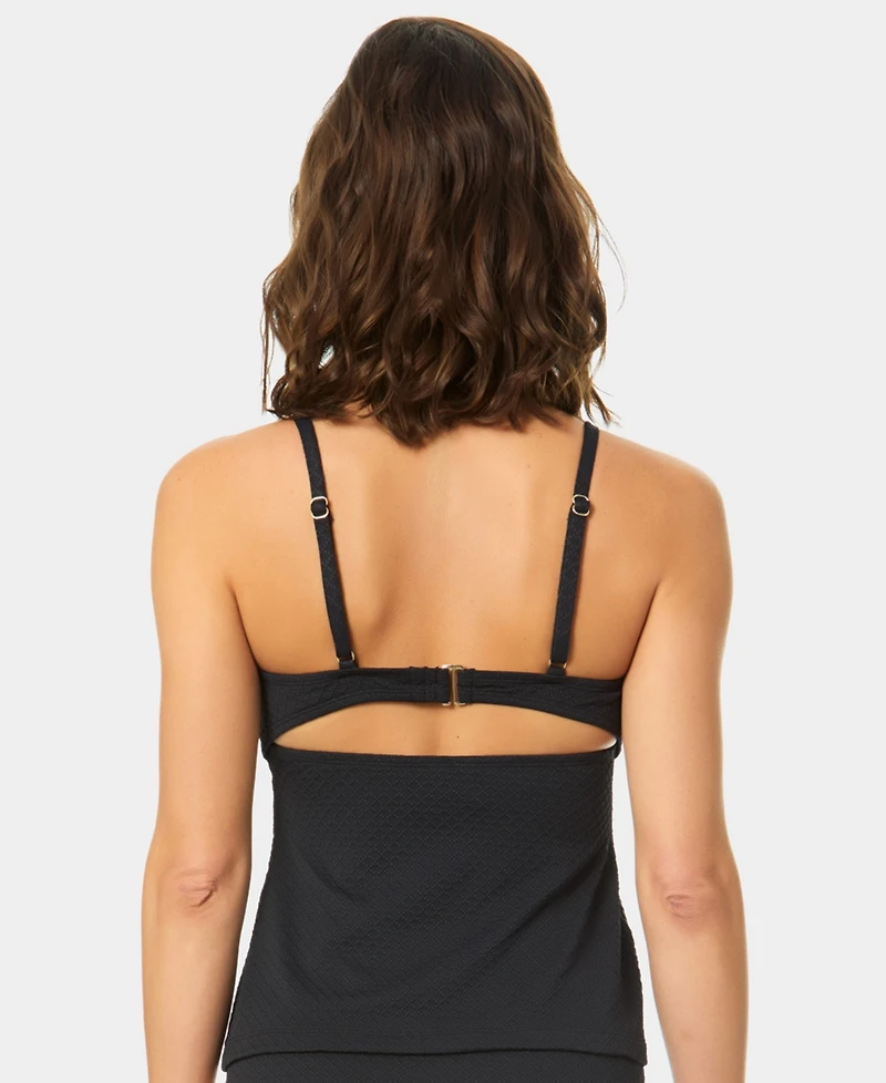CeCe Women's Covered-Button Over-The-Shoulder Tankini Top