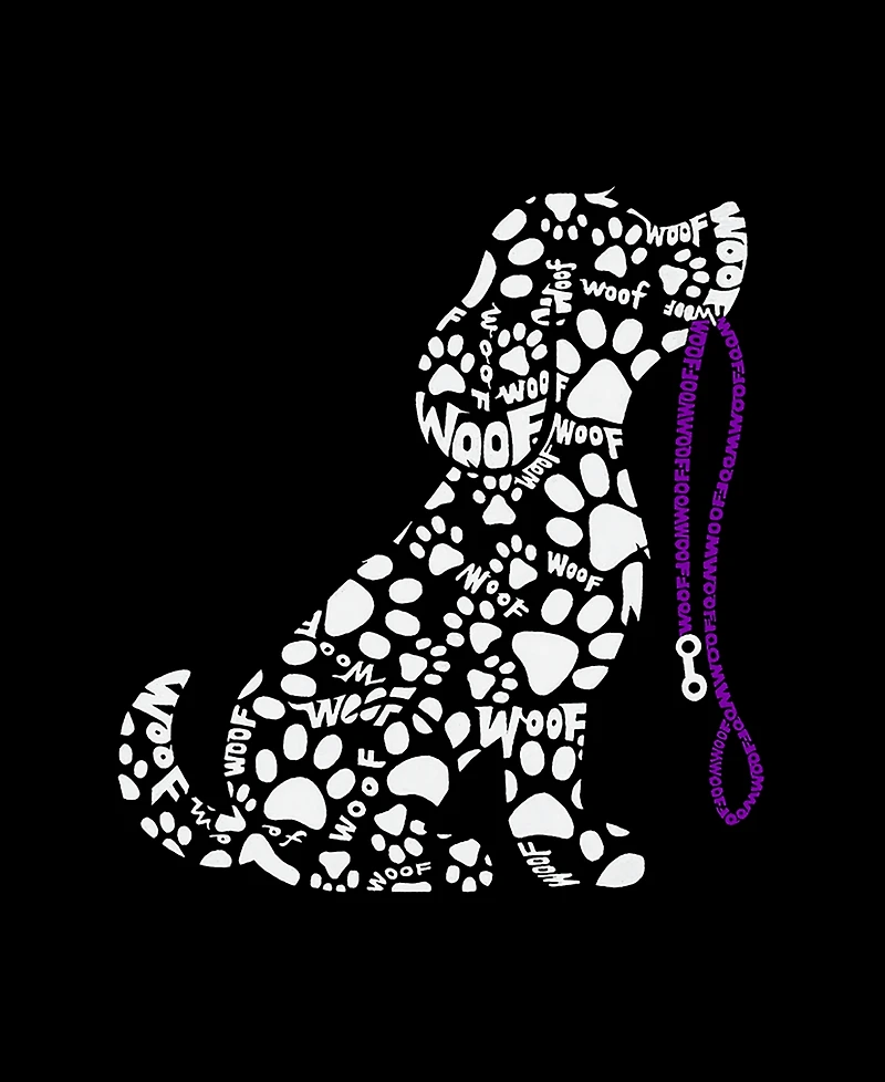 La Pop Art Men's Dog Leash Word Raglan-Sleeve T-Shirt