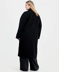 Jou Women's Plus Double-Breasted Patch-Pocket Maxi Coat