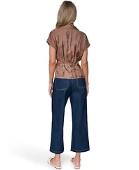 Nautica Women's Short-Sleeve Pleated Shirt
