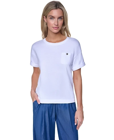 Nautica Women's Cotton Crewneck Short-Sleeve Sweater