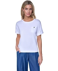 Nautica Women's Cotton Crewneck Short-Sleeve Sweater