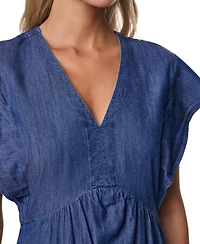 Nautica Women's Cotton-Blend V-Neck Chambray Dress