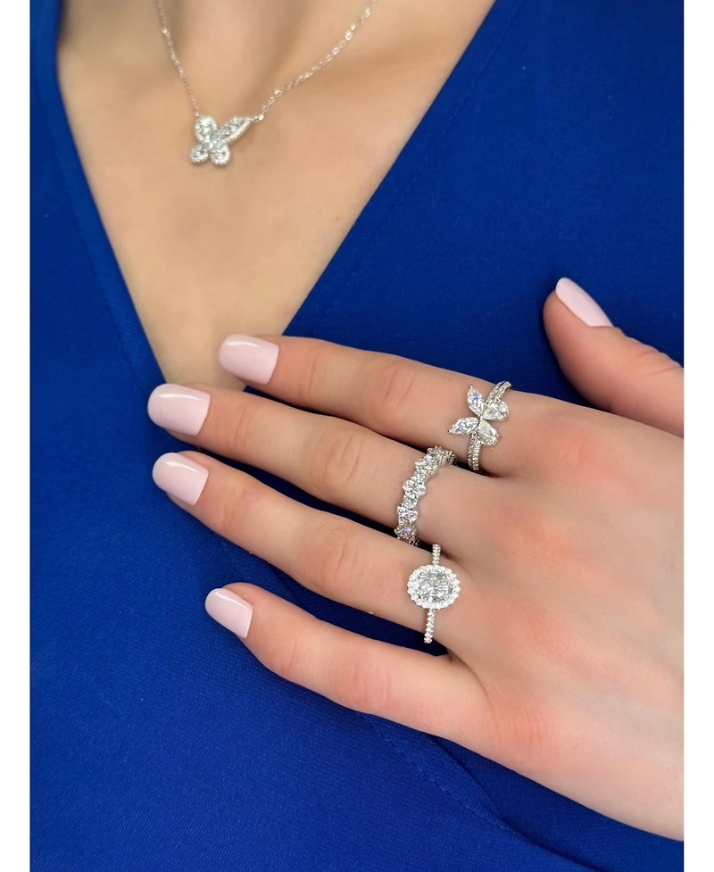 Suzy Levian Sterling Silver Cubic Zirconia Butterfly Ring