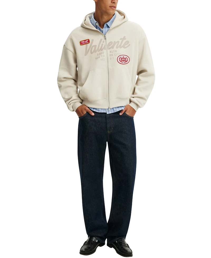 Cotton On Men's Cropped Zip Up Graphic Hoodie