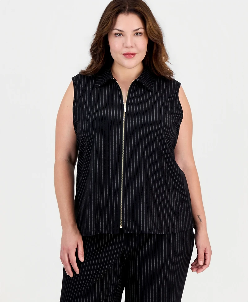 Anne Klein Plus Sleeveless Zippered Top
