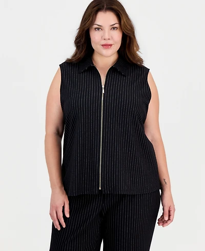 Anne Klein Plus Sleeveless Zippered Top