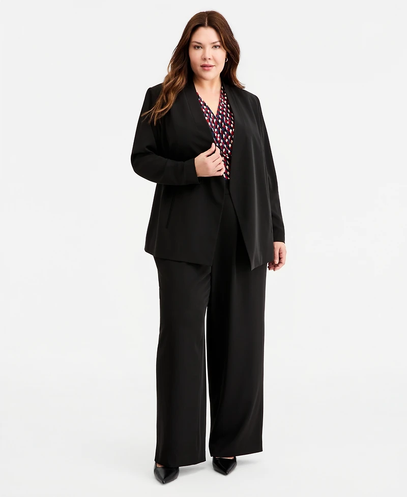 Anne Klein Plus Collarless Open-Front Jacket